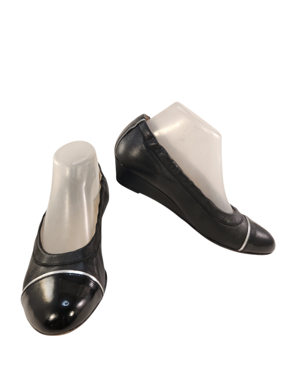 Attilio Giusti Leombruni AGL WOMEN WEDGES SHOES PATENT BLACK SILVER CAPTOE 37.5